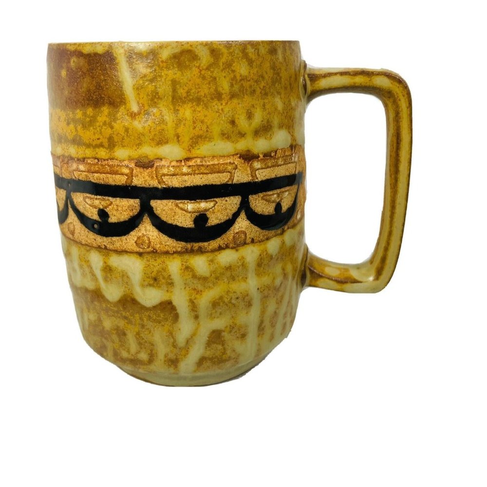 Stoneware Mug Coffee Cup Tea 12 Ounce Japan Blonde And Gold Rustic Natural